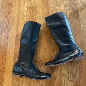 Frye - Jillian Boot Black Leather Knee-High Boots. Size 7.5